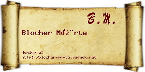 Blocher Márta névjegykártya